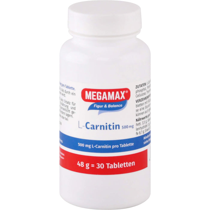 MEGAMAX Figur & Balance L-Carnitin 500 mg Tabletten, 30 pcs. Tablets