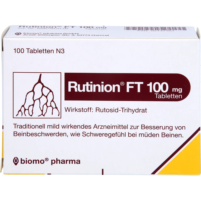 Rutinion FT 100 mg Tabletten zur Besserung von Beinbeschwerden, wie Schweregefühl bei müden Beinen, 100 pc Tablettes