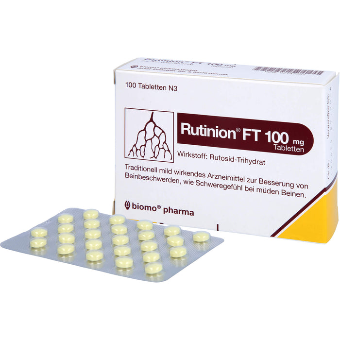 Rutinion FT 100 mg Tabletten zur Besserung von Beinbeschwerden, wie Schweregefühl bei müden Beinen, 100 pcs. Tablets