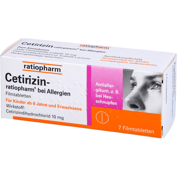 Cetirizin-ratiopharm 10 mg bei Allergien Filmtabletten, 7 pcs. Tablets