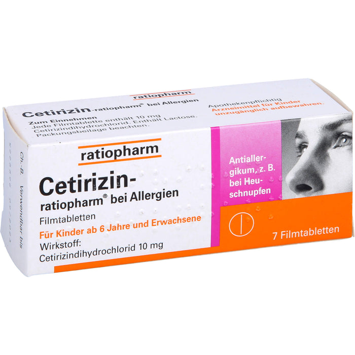 Cetirizin-ratiopharm 10 mg bei Allergien Filmtabletten, 7 pcs. Tablets