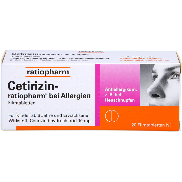 Cetirizin-ratiopharm 10 mg bei Allergien Filmtabletten, 20 pc Tablettes