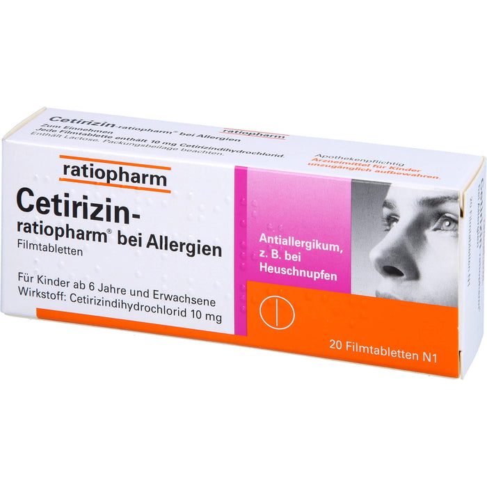 Cetirizin-ratiopharm 10 mg bei Allergien Filmtabletten, 20 pc Tablettes