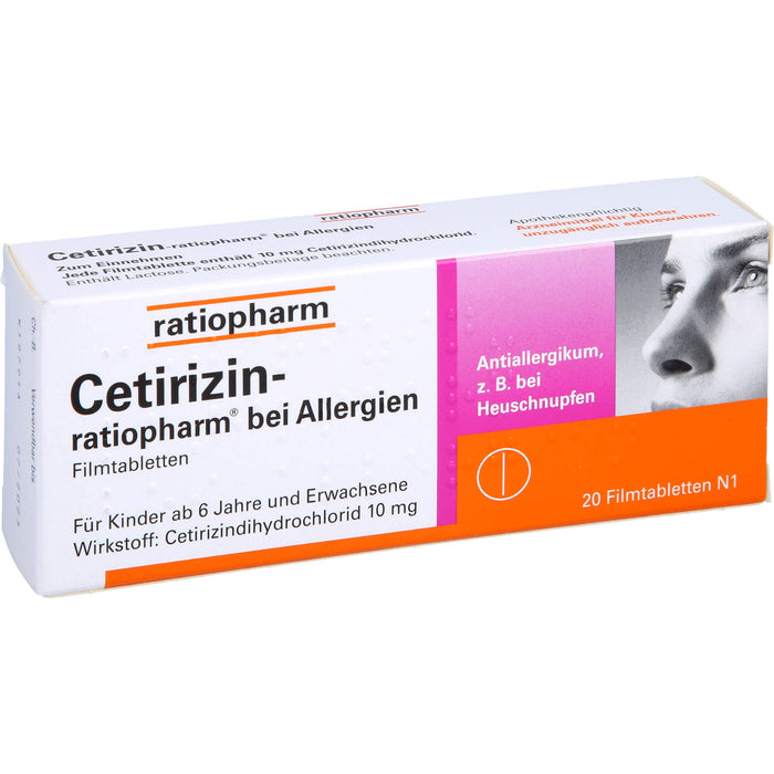 Cetirizin-ratiopharm 10 mg bei Allergien Filmtabletten, 20 pcs. Tablets