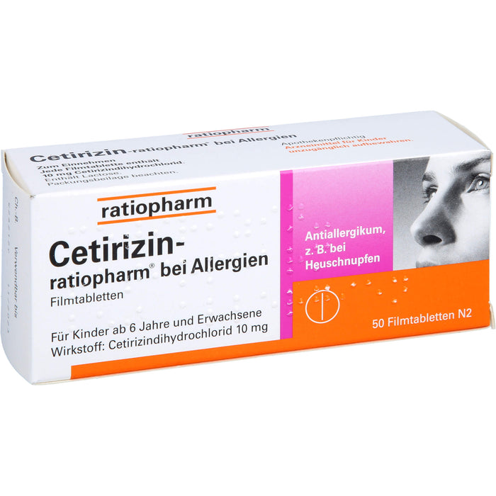 Cetirizin-ratiopharm 10 mg bei Allergien Filmtabletten, 50 pc Tablettes