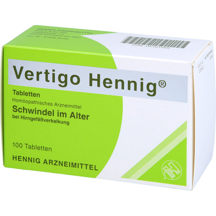 Vertigo Hennig Tabletten bei Hirngefäßverkalkung, 100 pcs. Tablets