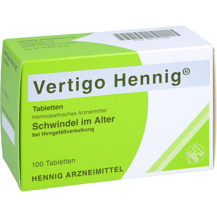 Vertigo Hennig Tabletten bei Hirngefäßverkalkung, 100 pcs. Tablets