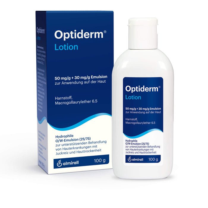 Optiderm Lotion bei Hauterkrankungen mit Juckreiz und Hauttrockenheit, 100 g Solution