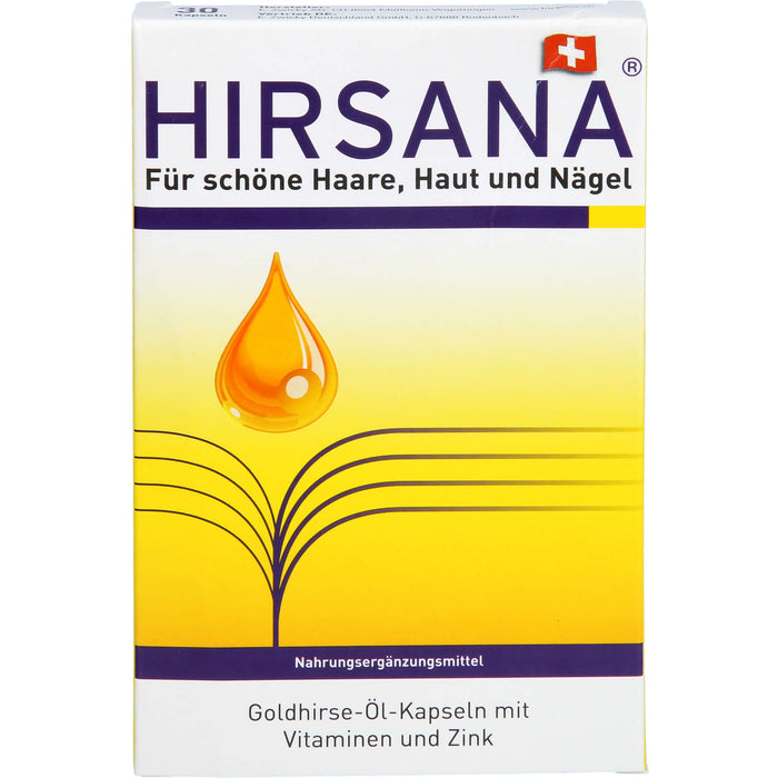 HIRSANA Goldhirse-Öl-Kapseln für schöne Haare, Haut und Nägel, 30 pcs. Capsules