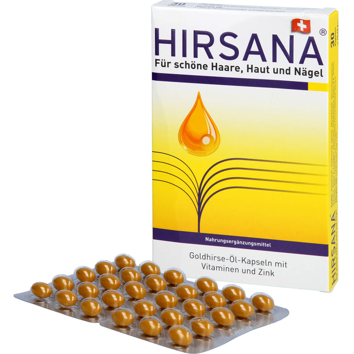 HIRSANA Goldhirse-Öl-Kapseln für schöne Haare, Haut und Nägel, 30 pc Capsules