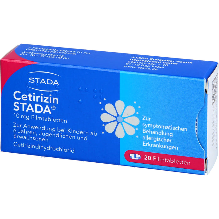 Cetirizin STADA 10 mg Filmtabletten zur symptomatischen Behandlung allergischer Erkrankungen, 20 pc Tablettes