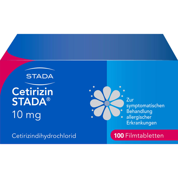 Cetirizin STADA 10 mg Filmtabletten zur symptomatischen Behandlung allergischer Erkrankungen, 100 pc Tablettes