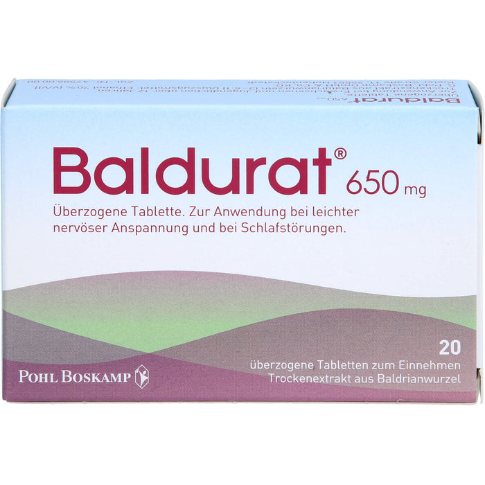 Baldurat 650 mg Tabletten bei leichter nervöser Anspannung und bei Schlafstörungen, 20 pcs. Tablets