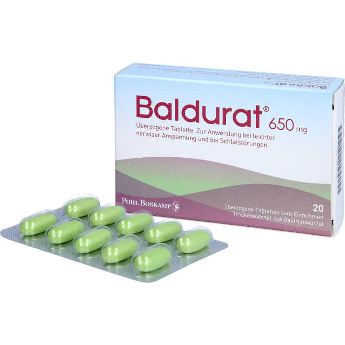 Baldurat 650 mg Tabletten bei leichter nervöser Anspannung und bei Schlafstörungen, 20 St. Tabletten