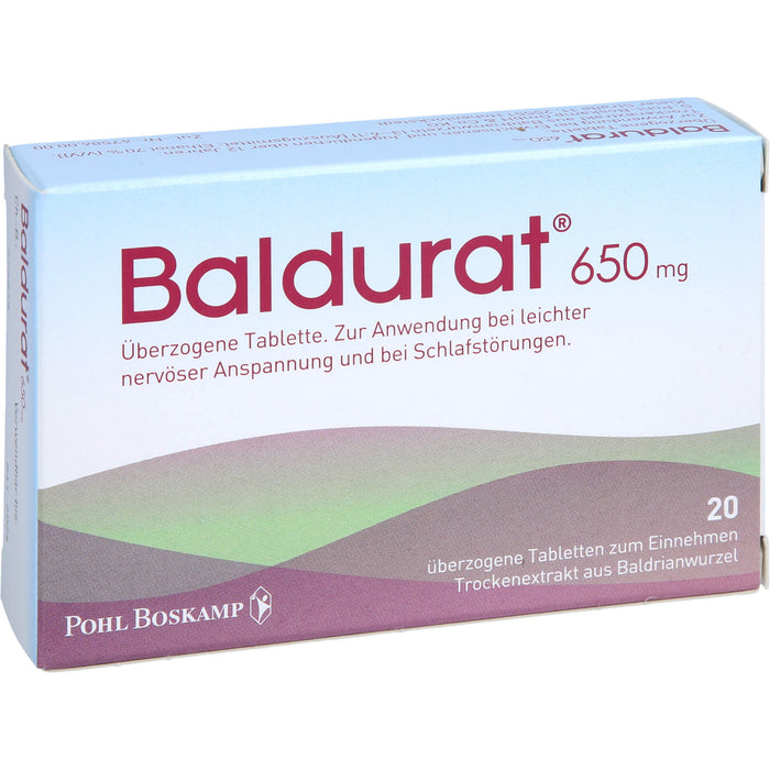 Baldurat 650 mg Tabletten bei leichter nervöser Anspannung und bei Schlafstörungen, 20 pc Tablettes