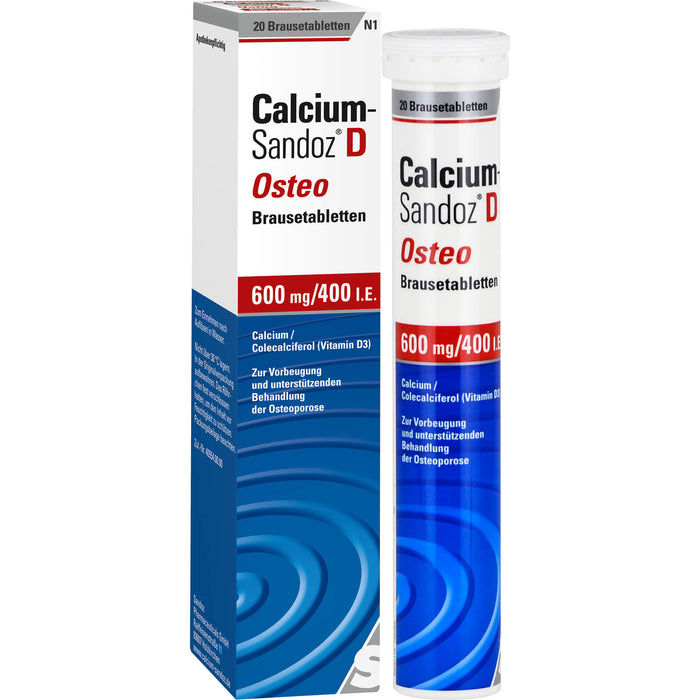 Calcium-Sandoz D Osteo 600 mg/400 I.E. Brausetabletten, 20 pcs. Tablets