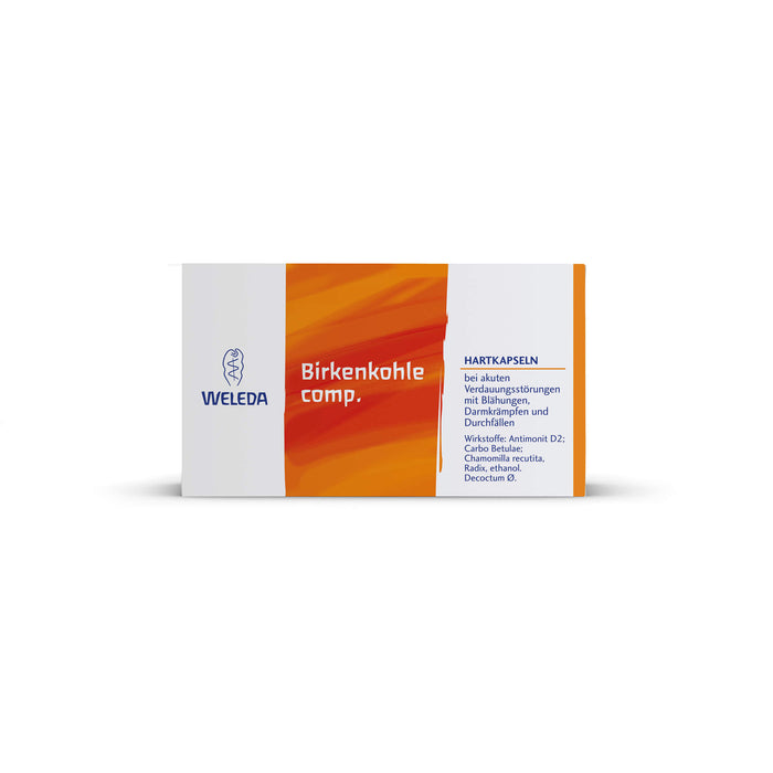 WELEDA Birkenkohle comp. Hartkapseln bei akuten Verdauungsstörungen mit Blähungen, Verdauungskrämpfen und Durchfällen, 50 pcs. Capsules