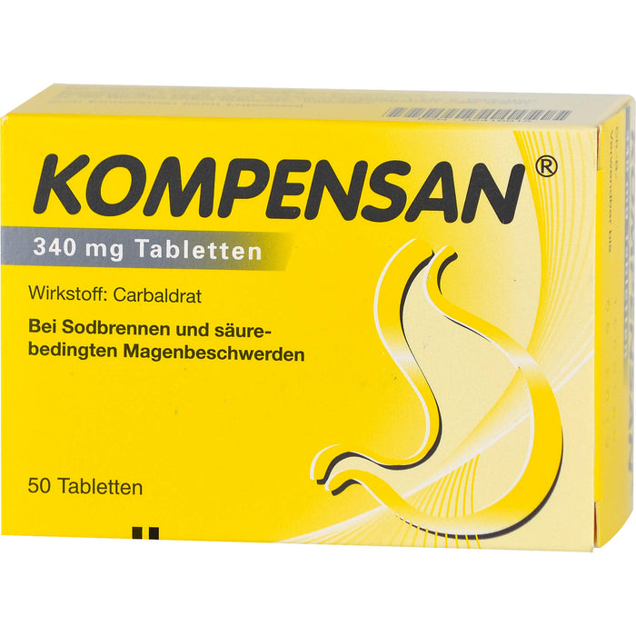 Kompensan 340 mg Tabletten bei Sodbrennen und säure-bedingten Magenbeschwerden, 50 pc Tablettes