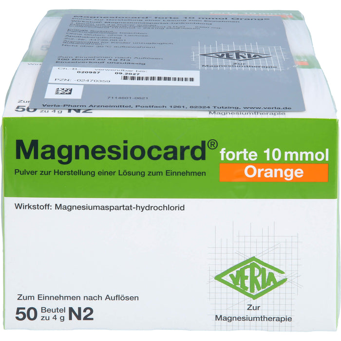 Magnesiocard forte 10 mmol Orange Pulver zur Magnesiumtherapie, 100 pc Sachets