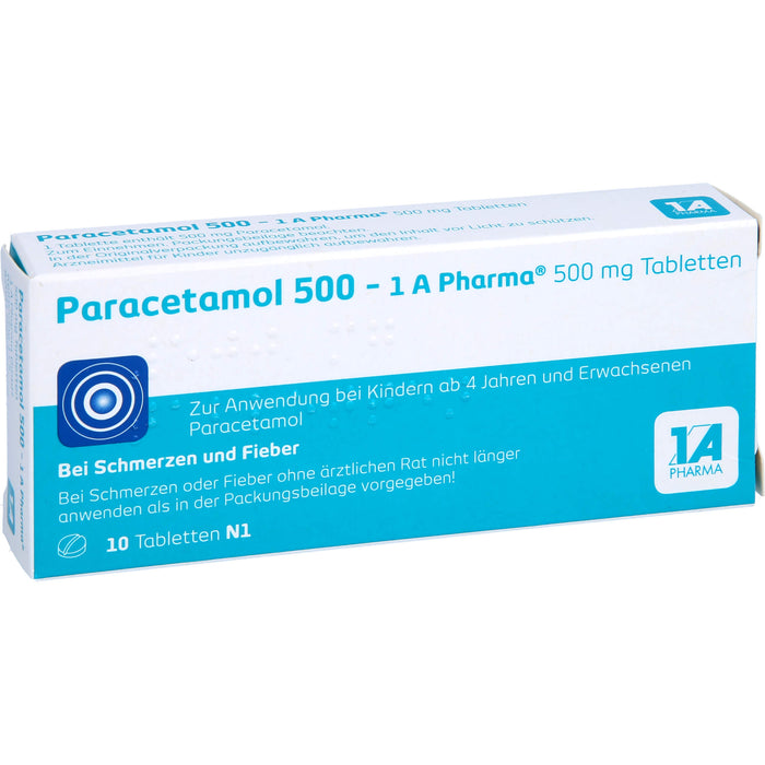 Paracetamol 500 - 1 A Pharma Tabletten, 10 pc Tablettes