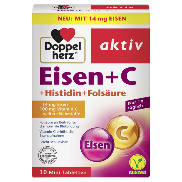 Doppelherz Eisen + Vitamin C + L-Histidin Tabletten, 30 pcs. Tablets