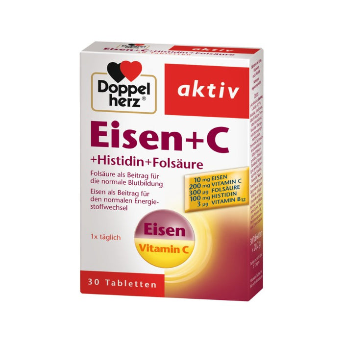 Doppelherz Eisen + Vitamin C + L-Histidin Tabletten, 30 pcs. Tablets