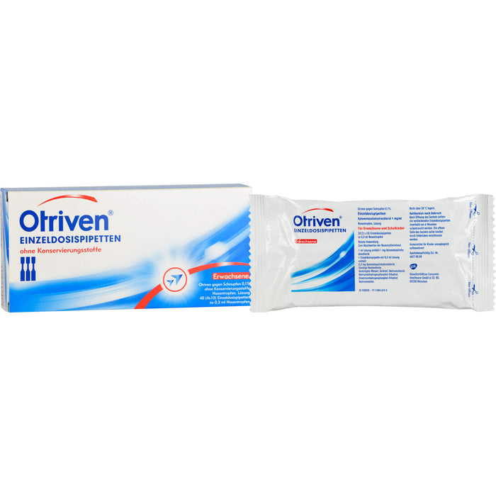 Otriven 0,1 % ohne Konservierungsstoffe Einzeldosispipetten für Erwachsene, 40 pc Pipettes à dose unique