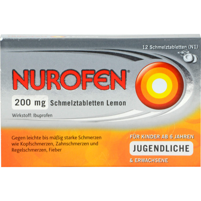 Nurofen Schmelztabletten Lemon bei Kopfschmerzen ab 6 Jahren 200mg, 12 St. Tabletten