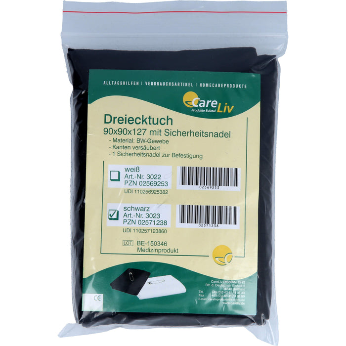 Dreiecktuch BW schwarz 90x90x127 m Sicherheitsnad., 1 pc foulard