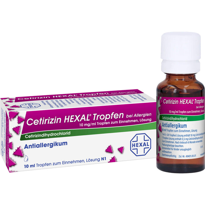 Cetirizin HEXAL Tropfen bei Allergien, 10 ml Lösung