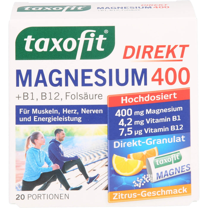 taxofit Magnesium 400 Direkt-Granulat, 20 St. Beutel