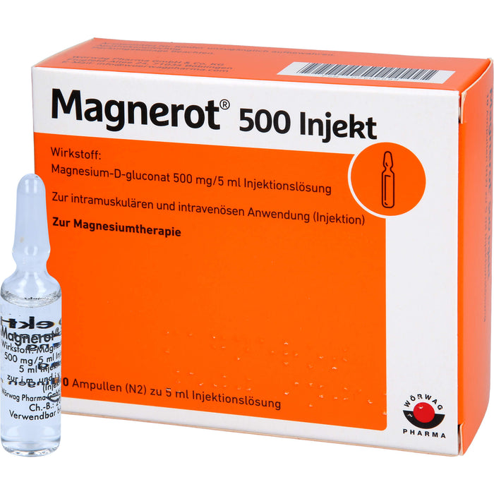 Magnerot 500 Injekt zur intramuskulären und intravenösen Anwendung, 10 pcs. Ampoules