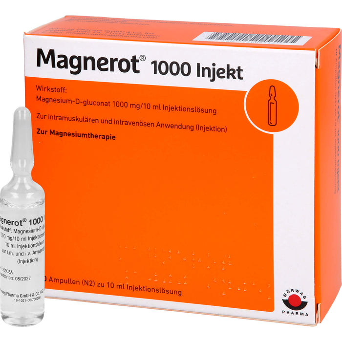 Magnerot 1000 Injekt zur intramuskulären und intravenösen Anwendung, 10 ml Solution