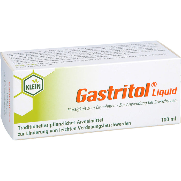 Gastritol Liquid lindert leichte Verdauungsbeschwerden, sowie leichte krampfartige Bauchbeschwerden, 100 ml Solution