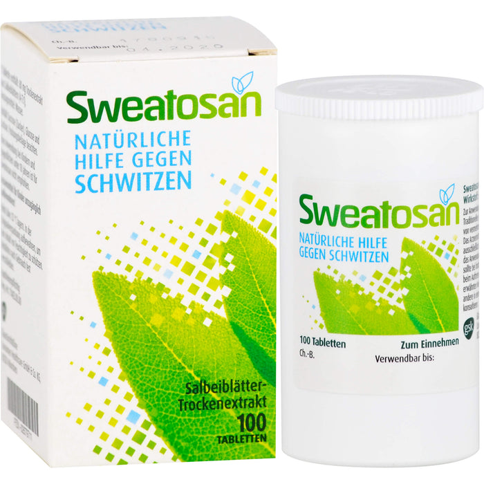 Sweatosan Tabletten natürliche Hilfe gegen Schwitzen, 100 pc Tablettes