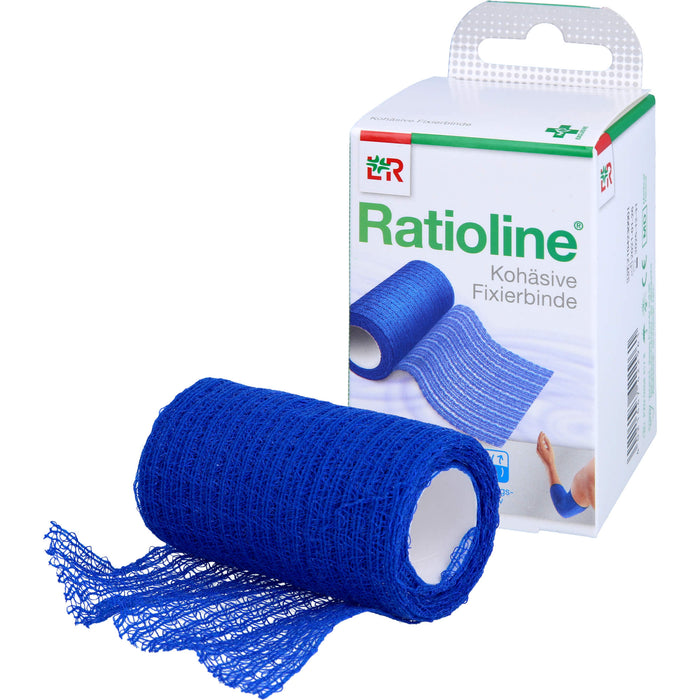 Ratioline acute Fixierbinde Kohäsiv 8cmx4m blau, 1 St BIN