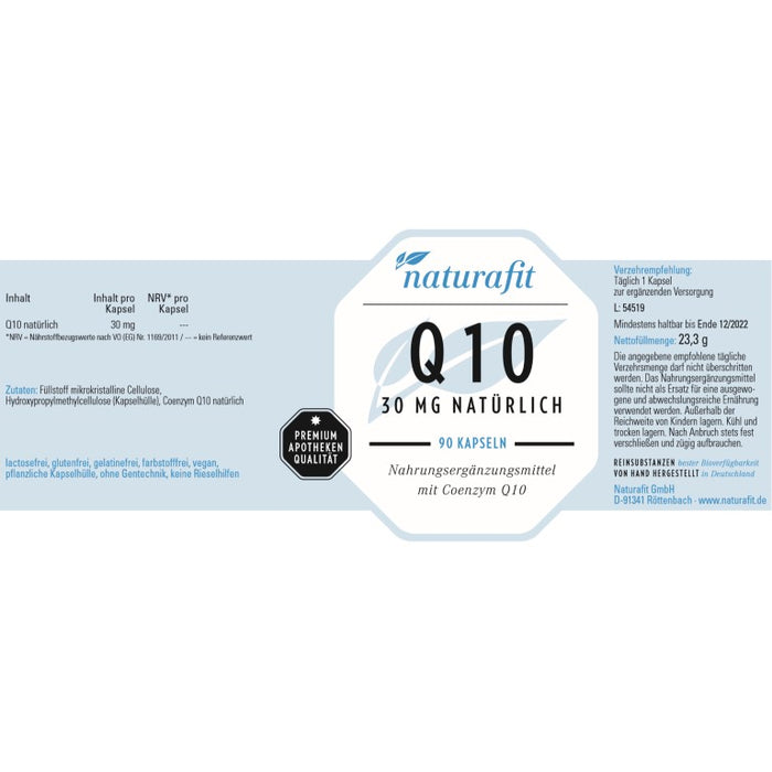 naturafit Q10 30 mg Kapseln, 90 pcs. Capsules