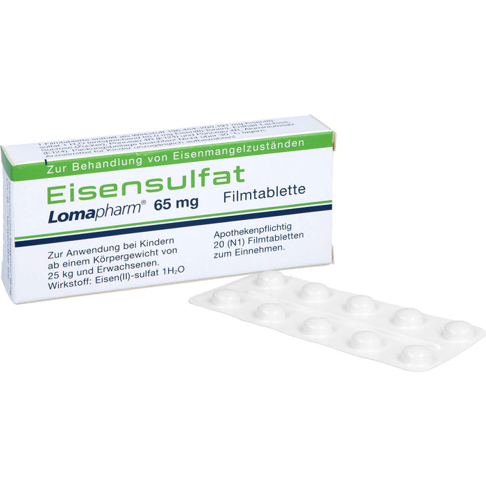 Eisensulfat Lomapharm 65 mg Filmtabletten, 20 pc Tablettes