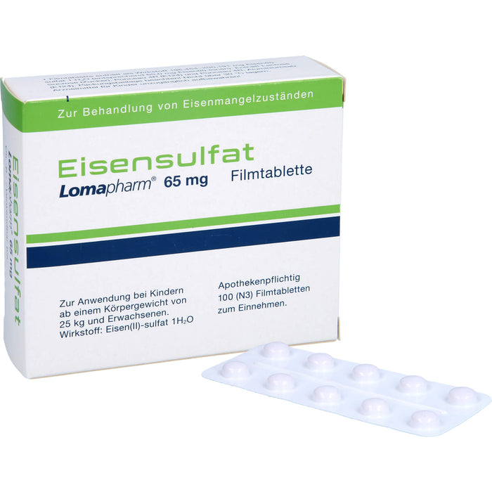 Eisensulfat Lomapharm 65 mg Filmtabletten, 100 pcs. Tablets