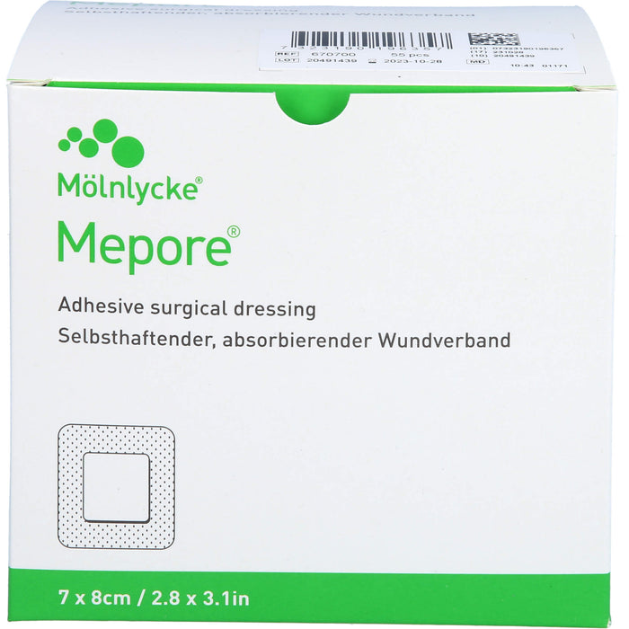 Mepore selbsthaftender, absorbierender Wundverband  7 x 8 cm, 55 pcs. Patch