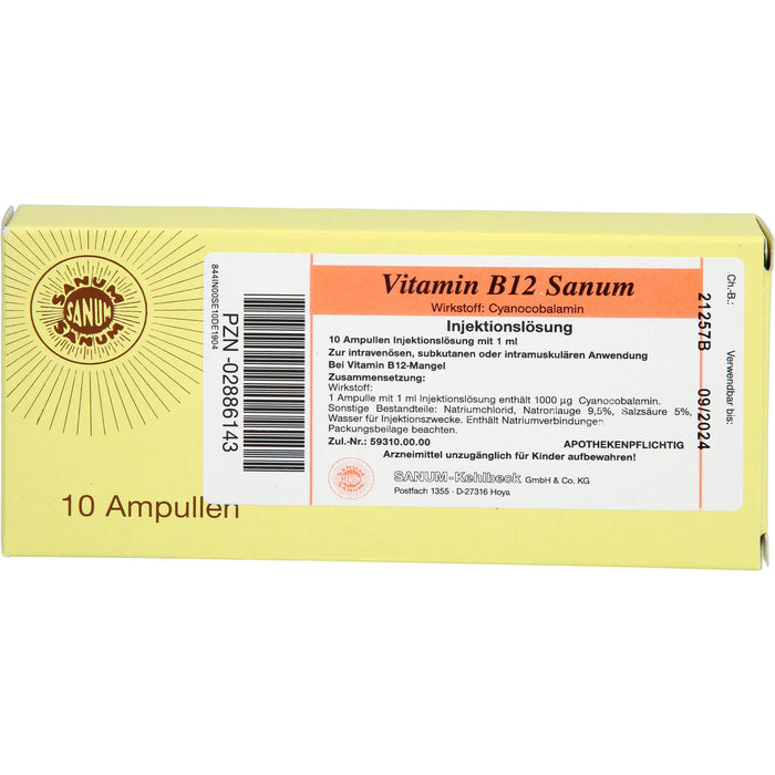 Vitamin B12 Sanum Injektionslösung, 10 St. Ampullen