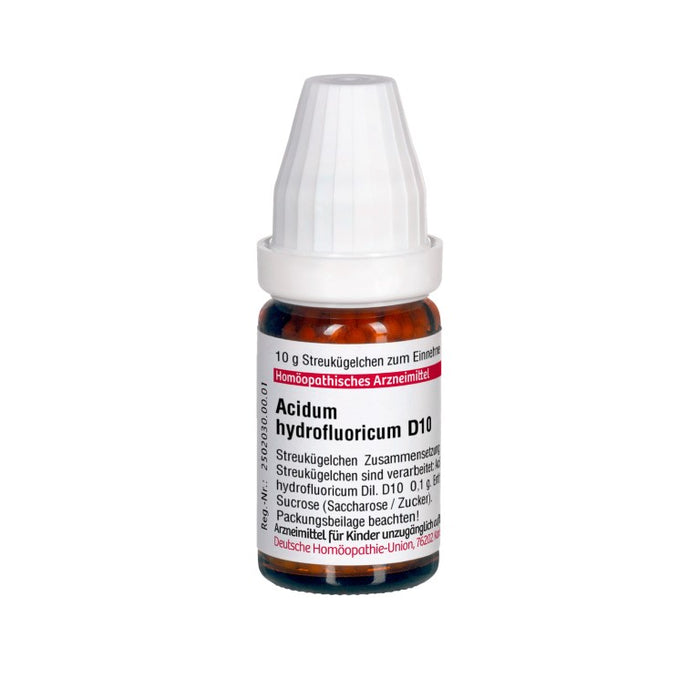 DHU Acidum hydrofluoricum D10 Streukügelchen, 10 g Globuli