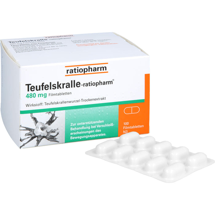 Teufelskralle-ratiopharm Filmtabletten bei Verschleißerscheinungen des Bewegungsapparates, 100 St. Tabletten