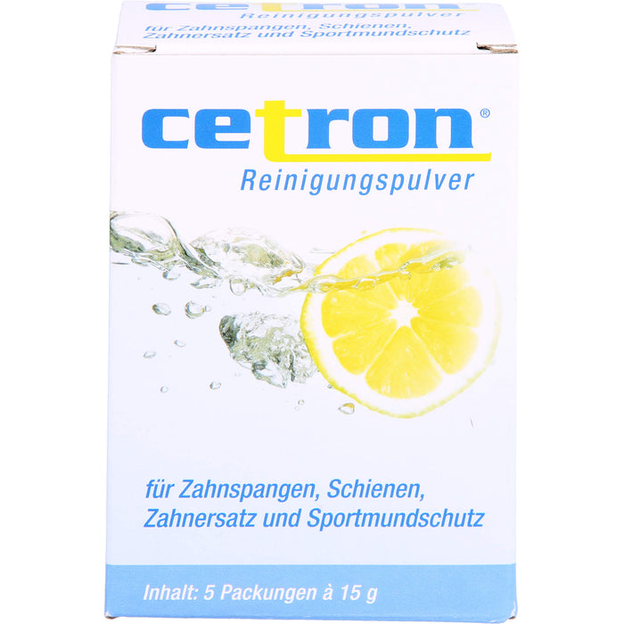 cetron Reinigungspulver für Zahnspangen, Schienen, Zahnersatz und Sportmundschutz, 5 pc Sachets