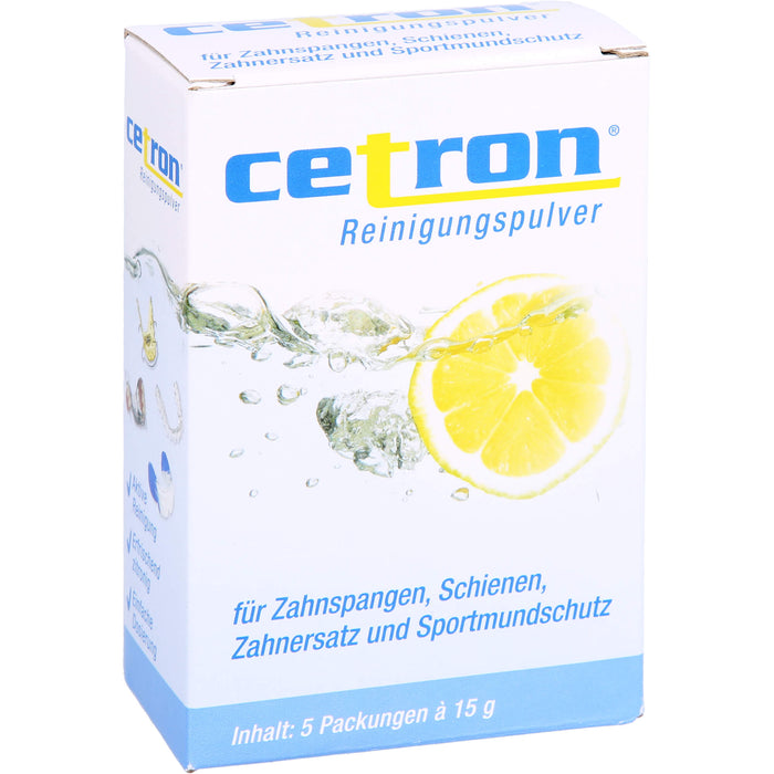 cetron Reinigungspulver für Zahnspangen, Schienen, Zahnersatz und Sportmundschutz, 5 pc Sachets