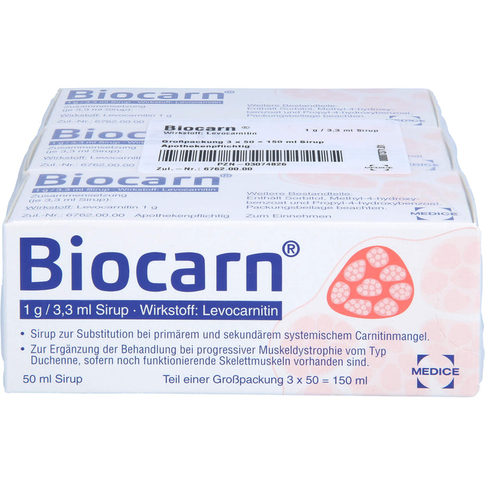 Biocarn 1 g/3,3 ml Sirup, 150 ml Lösung