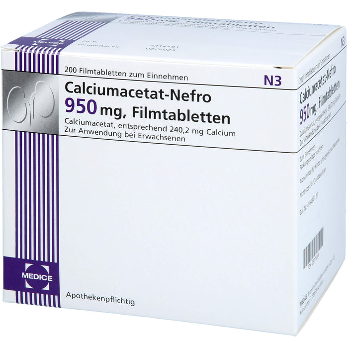 Calciumacetat-Nefro 950 mg, Filmtabletten, 200 St FTA