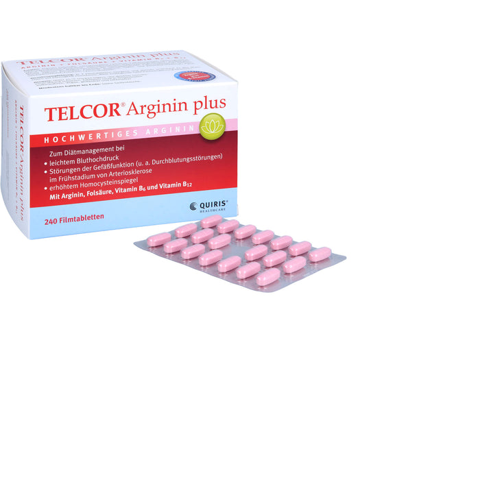 TELCOR Arginin plus Filmtabletten bei leichtem Bluthochdruck und Störungen der Gefäßfunktion, 240 pcs. Tablets