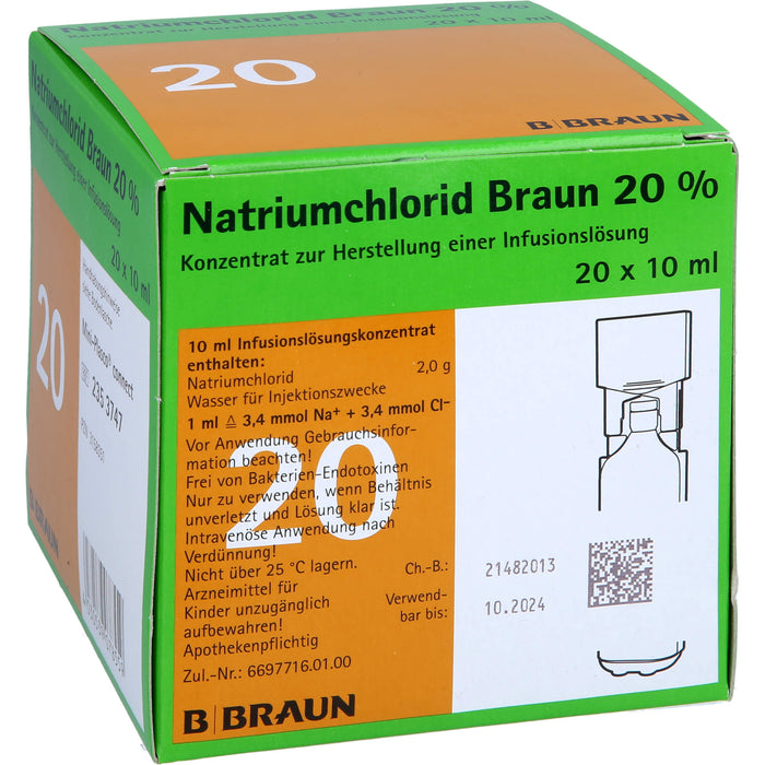 Natriumchlorid Braun 20 % MPC Konzentrat zur Herstellung einer Infusionslösung, Amp. 10 ml, 20X10 ml IFK