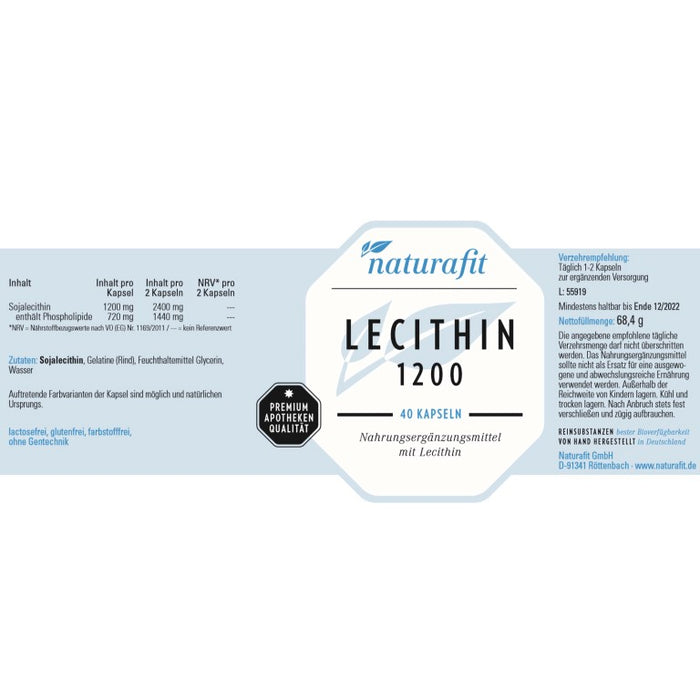 naturafit Lecithin 1200 Kapseln, 40 St. Kapseln